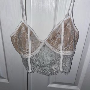 white lace bralette with zipper